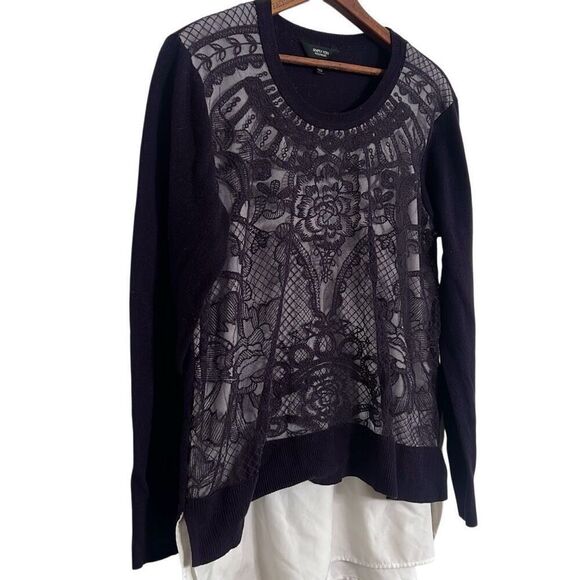 Simply Vera Vera Wang Knit Lace Overlay Pullover Sweater Purple Size XL Petite - Picture 1 of 6